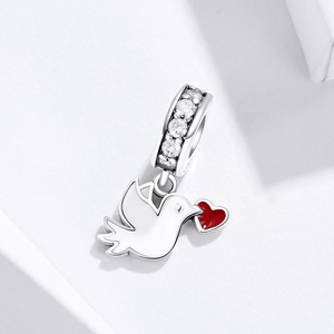 Pingente de Pomba Branca para Amante Mensagem de Amor Charme Compatível com Pulseira de Prata Original 925 Bijoux SCC1227 - Product Image 2