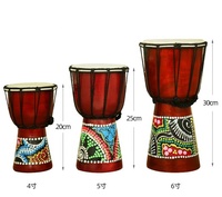 Djembé africain OEM traditionnel chinois pas cher pour enfants, jouet en bois flexible de 4 pouces, facile à transporter, pour utilisation en extérieur