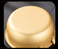 Batterie de cuisine coréenne de haute qualité en aluminium antiadhésif de 16-20 cm, finition dorée, compatible lave-vaisselle et four, pour pots à ramen et marmites à soupe