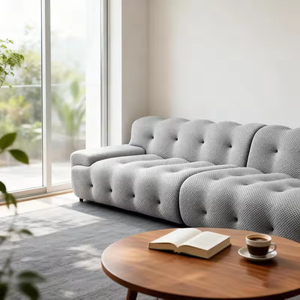 Sofá Chesterfield Italiano Ajustable, Minimalista, de Líneas Rectas Simples, en Tela Negra, Moderno, de Tres Plazas, para Sala de Estar - Product Image 5