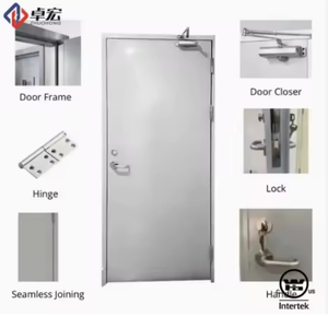 Puerta de <span class=keywords><strong>escape</strong></span> contra incendios de acero con barra antipánico, ventana pequeña, apertura manual, salida de emergencia resistente al fuego para uso exterior en bodega. - Product Image 3
