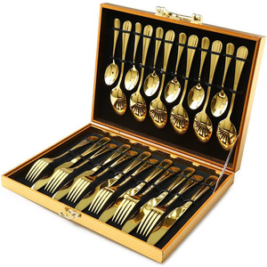 Nhà Máy Bán buôn 24 cái món quà cổ điển máy rửa chén thiết lập dao kéo có sẵn dao thép không gỉ, nĩa và muỗng Bộ đồ ăn thiết lập - Product Image 1