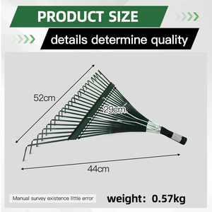 Prix de gros Râteau à feuilles en acier vert pour l'agriculture 22 dents Râteau de jardin avec long manche en bois - Product Image 2