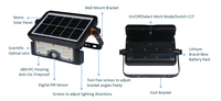 Projecteur solaire 3CCT commutable 1600lm, installation 5-en-1, capteur de mouvement PIR, lampe LED IP65 pour extérieur, cour, patio