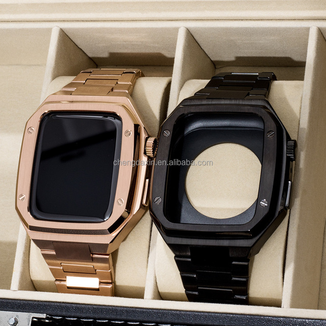 Luxury Mod Kit Metal Stainless Steel Case Bumper With Smart Band Strap Full Protective Cover for Apple Watch Series 11 10 46MM