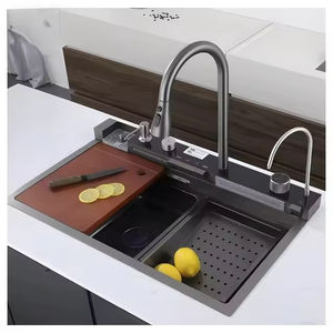 2025 TikTok Tendances Affichage numérique intelligent MMBient Éclairage Cascade Robinet Nid d'abeille Automatique Verre Rinser Évier de cuisine - Product Image 1