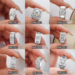 Adam yüzük tasarım 6.5mm 1 karat Moissanite elmas takı 925 ayar gümüş 2023 yeni taş yüzük Moissanite erkek yüzükler - Product Image 4