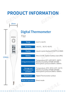 Termometro Digitale Elettrico Clinico ad Alta Sensibilità e Lettura Rapida, Impermeabile, per Uso Multiplo, con Ultima Memoria e Allarme Sonoro - Product Image 3