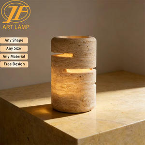 Produit phare Décoration d'intérieur de luxe Lumière d'ambiance beige Travertin Marbre blanc Pierre de grotte Lampe de table Veilleuse - Product Image 2