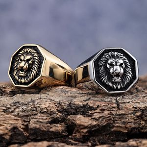Anillos de Acero Inoxidable Chapados en Plata/Oro de Estilo Vintage con Diseño de León de 18 mm de Tamaño Grande de OAHLAN, Joyería de Moda para Hombre, Regalo - Product Image 5