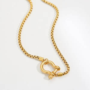 Collar personalizado de acero inoxidable 316L con colgante chapado en oro PVD de 14K/18K, joyería fina de moda con cierre de herradura para mujer. - Product Image 6