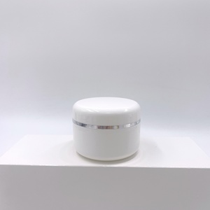 Factory Price 10g 15g 20g 30g 50g 100g Plastic Cream Container Empty White Cosmetic Jar with Silver Line Lid - Product Image 1