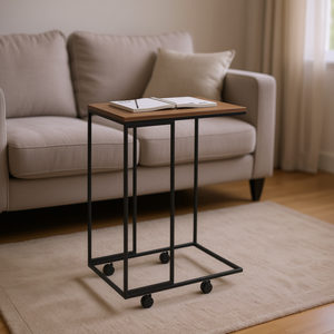 Compact Portable Coffee Table Engineered Wood Iron <b>Frame</b> Minimalist Modern Design Living Room Furniture - Product Image 2