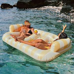 Colchoneta Flotante Doble Ergonómica Inflable <span class=keywords><strong>para</strong></span> Piscina, Tumbona Acuática <span class=keywords><strong>para</strong></span> Broncearse al Aire Libre - Product Image 4