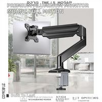 Bras de moniteur double fixation, pince de bureau / panneau perforé, double fixation, écran de 15 à 32 pouces, réglable en hauteur et pivotant