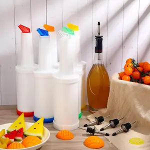 Large Capacity 1L Colorful Juice Pouring Bottle Bar Pour PP Plastic Juice Bottle