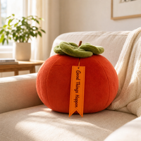 Peluche personnalisée en forme de kaki, animal en peluche porte-bonheur, coussin en peluche doux en forme de kaki orange pour la décoration intérieure