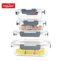 Pyglass Superior Meal Prep Ensemble de récipients de stockage des aliments en verre avec couvercles verrouillables à charnière sans BPA Boîte de rangement