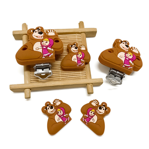 Clip Portaciuccio in Silicone Più Vendute Masha <span class=keywords><strong>e</strong></span> <span class=keywords><strong>Orso</strong></span> Giocattoli Accessorio da Afferrare per Bambini Clip in Metallo per Uso Alimentare - Product Image 4