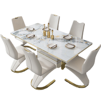Table de salle à manger de luxe de style moderne avec 6 ensembles de chaises meubles en marbre ensemble de tables de restaurant et de cuisine pour la maison