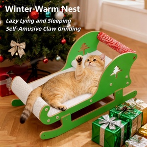 Tiragraffi Classico per Gatti in Legno e Cartone, Giocattolo Resistente ai Graffi, Tema Natalizio, Imballaggio Sicuro per Spedizioni Internazionali - Product Image 2