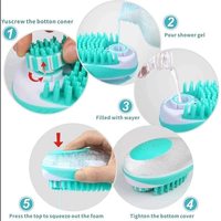 Brosse de douche de bain pour chien de compagnie en silicone stockée distributeur de toilettage propre en caoutchouc transparent avec fonction de massage de shampooing