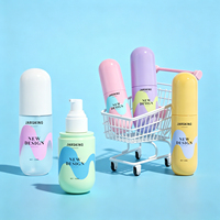 Flacon pompe en PET transparent mat pastel de luxe pour sérum, lotion et brume fine, idéal pour la cosmétique écoresponsable