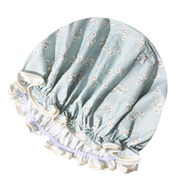 Bonnet de douche réutilisable pour femme, double couche satin + PEVA, 32 cm, imperméable, pour tous types de cheveux - lisses, bouclés, longs, tressés