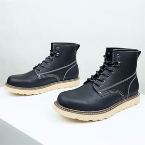 Bottes montantes oversize pour hommes, style britannique et américain, en cuir synthétique, avec fermeture éclair, mode rétro, pour le travail et l'extérieur - Product Image 3
