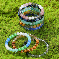 Bracelet de perles en verre de calcédoine mélangées, 8 mm, multicolores, avec brins de pierres et cristaux, bijoux de tous les jours, vente en gros