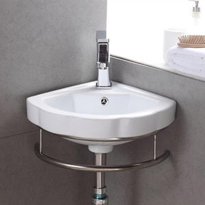 Lavabo de Esquina Triangular de Cerámica de Buena Calidad y Económico, Lavabo de Pared Pequeño para Baño - Product Image 2