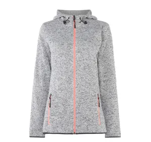 China outdoor jacket manufacturer lady fashion AB yarn hooded knit jacket fleece jacket