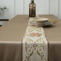 Nappe géométrique jacquard en coton et lin, moderne, luxueuse, tricotée, lavable, imperméable, personnalisée 140*140cm, pour hôtel et usage domestique