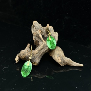 Pendientes de Jadeíta Birmana Natural de Grado A, Forma Ovalada, Pendientes de Jade de Alta Calidad para Mujer, Joyería de Jadeíta Birmana con Certificado - Product Image 4