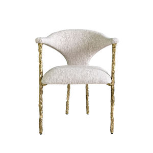 كرسي طعام خفيف وفاخر مصمم للفيلات والقُصور كرسي طعام نحاسي نقي مع مسند ظهر وتصميم فرع كرسي فردي - Product Image 1