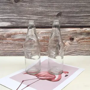 Garrafa de vidro carbonado vazio com tampa coroa, 8oz, garrafa redonda de vidro transparente para bebidas de refrigerante co2
