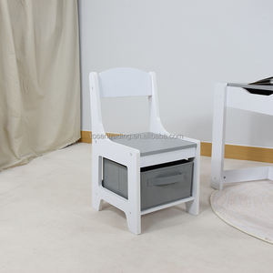 Ensemble table et deux chaises modernes pour enfants avec bac de rangement, bureau d'activités en bois pour enfants - Gris - Product Image 6