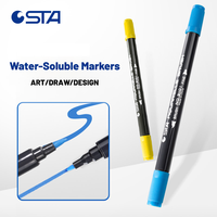 Marqueurs de peinture à l'eau STA en plastique, sans odeur, non toxiques, marqueurs d'aquarelle à double pointe, écriture fluide, marqueurs d'art pour le dessin