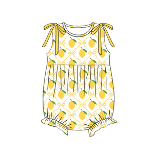 Trendyism Boutique Pre-orden MOQ 5 Lazos de sandía y limón para bebés, estampado festivo de verano, algodón orgánico, elastano, seda de leche suave - Product Image 3
