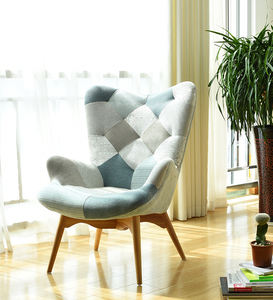 Fauteuil moderne rembourré avec accoudoirs en <span class=keywords><strong>patchwork</strong></span>, fauteuil rond de loisirs avec pouf, canapé-lit pour salon DC-917 - Product Image 3