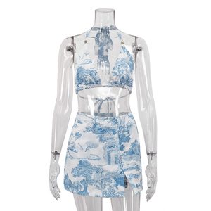 Ensemble 3 pièces pour femme : Nouveauté été 2025 – Chemisier imprimé et jupe fendue assortie – Tenue coordonnée pour femme - Product Image 5