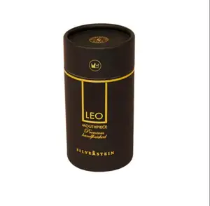 Venta al por mayor llano negro caja de regalo-Caja de cubo con logotipo dorado personalizado, embalaje cilíndrico liso, Tubo negro mate, caja redonda para regalo de vino