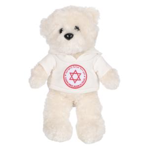 Oso de Peluche con Capucha Bordada Magen David <span class=keywords><strong>Adom</strong></span> en Israel, Juguete de Peluche Blanco Suave y Esponjoso, Recuerdo de Viaje de la Tierra Santa Judía - Product Image 1