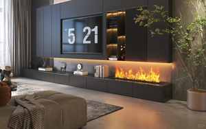 Chimenea Eléctrica Decorativa con Vapor de Agua y Luz LED, Chimenea 3D con Vapor de Agua, Montada en la Pared, con Control Remoto por Aplicación para Sala de Estar - Product Image 2