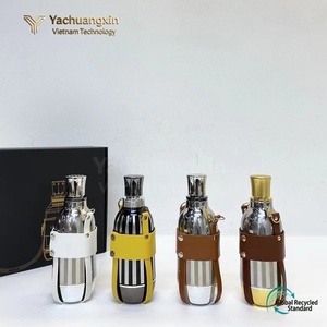 Funda para vaso de cuero PU estilo estrella con tejido diagonal, funda para vaso aislante de acero inoxidable, funda para vaso de agua desmontable para exteriores - Product Image 5