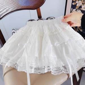 Tongxingyuan Girls White Cotton Lace Cake Skirt A-Line Solid Color Childrens Summer Short Skirt - Product Image 3