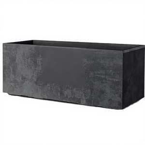 Jardinière rectangulaire moderne en plastique pour extérieur, pot de fleurs au design minimaliste, noir - Product Image 3