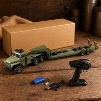 Camion tracteur utilitaire classique 6x6 avec remorque, voiture RC 3 canaux 2,4 GHz, ABS + métal, chargeur inclus, 30 min d'autonomie, cadeau pour les amateurs