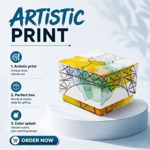 Caja de Regalo Cuadrada con Impresión Artística, Empaque de Papel Rígido, Impresión UV, Diseño Personalizado, Caja de Regalo y Artesanía de Moda - Product Image 1