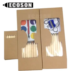 Set Kotak Lukisan Cat Sekolah Anak-anak, Set 20 Buah Kotak Lukisan Kertas Seni Kayu Profesional